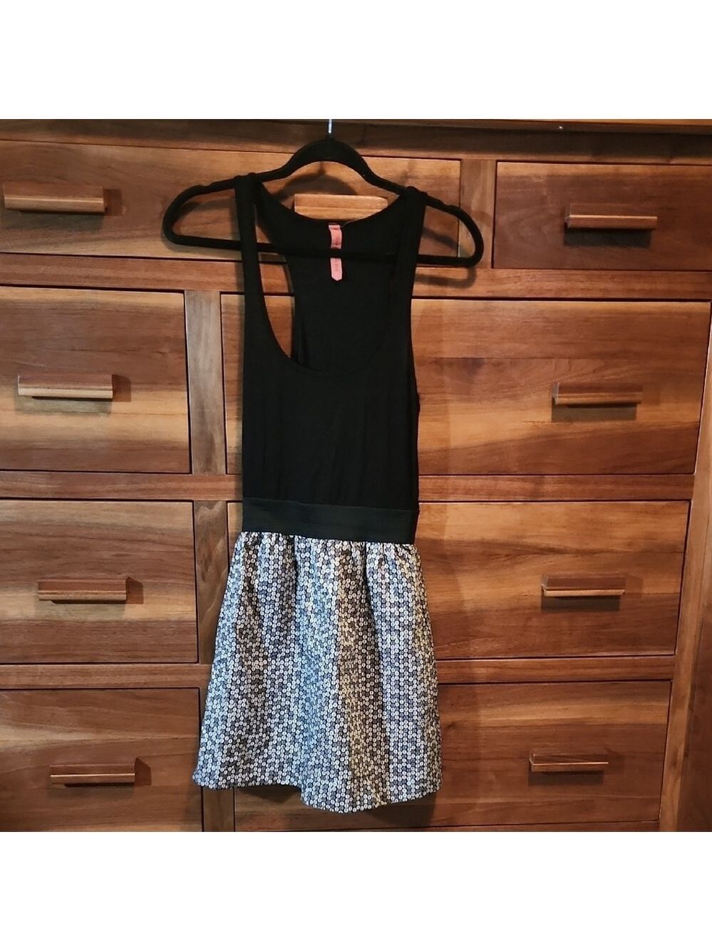 Eight Sixty Black and White Racerback Sequined Skirt Mini Dress XS